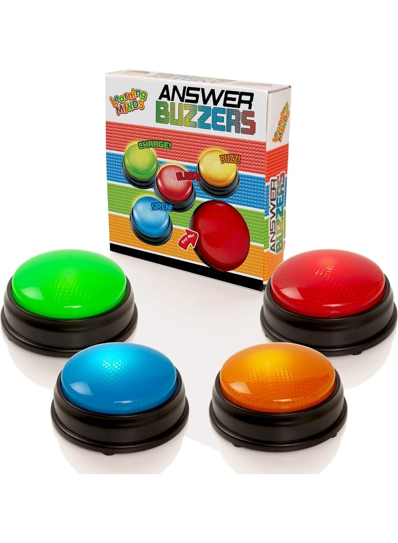 kaichi 4-Pack Game Buzzers with Lights & Sound – Family Feud Style Answer Buzzers for Kids & Adults, Classroom Quiz & Party Game Set - Image 1